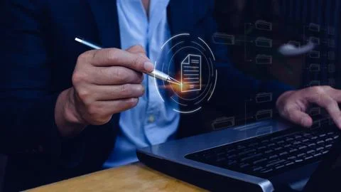 Document Management System (DMS), Online documentation database and process.. Stockfoto's