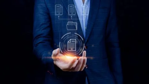 Document Management System (DMS), Online documentation database and process.. Stock Photos