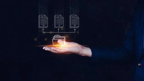Document Management System (DMS), Online documentation database and process.. Stock Photos
