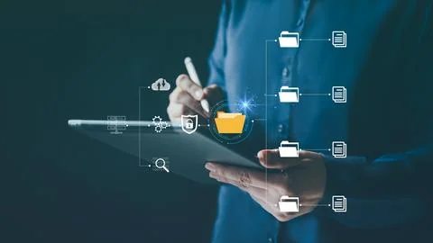 Document Management System (DMS), online documentation database and process a Stock Photos