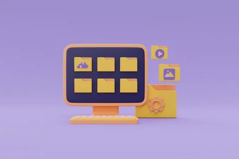 Document management system, Online data storage for business network concept, Stock Illustration