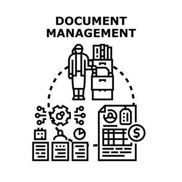 Document management system organizing business information workflow イラスト素材