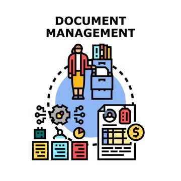 Document management system organizing business information workflow Illustrazione stock