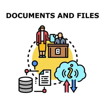 Document management system organizing files and information process Stock Illustration