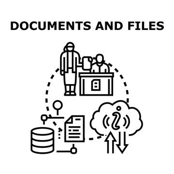 Document management system organizing files and information process Stock Illustration
