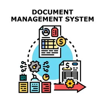 Document management system organizing financial data effectively Stock Illustration