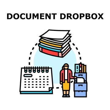 Document management system organizing paper and digital files Stock Illustration