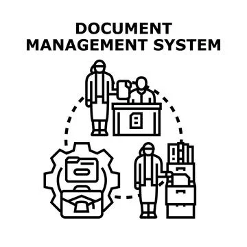 Document management system process digitizing information Stock Illustration