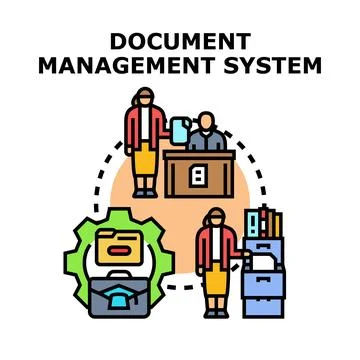 Document management system process digitizing information Stock Illustration