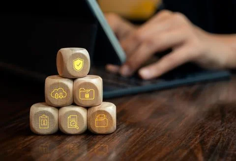 Document management system process, online documentation database and digit.. Foto stock