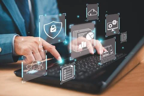 Document management system services concept. Business database electronic doc Stock-Fotos