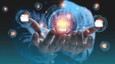 DOCUMENT MANAGEMENT SYSTEM. Technology digital internet online keep documen.. Stock Photos