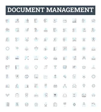 Document management vector line icons set. Document, Management, Organize Stock Illustration