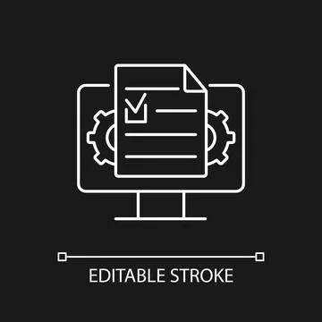 Document management white linear icon for dark theme Stock Illustration