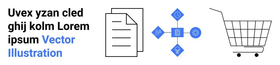 Document Management, Workflow Automation, and Online Shopping Concept Design Illustrazione stock