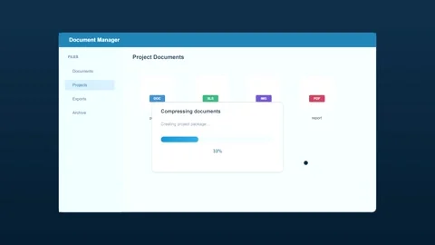Document manager software interface compressing files animation 動画素材 346926534