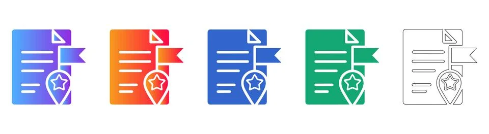 Document Marking and Achievement Icon Set Illustration