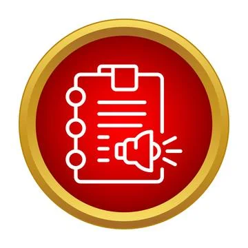 Document with megaphone icon representing notification message Stock Illustration