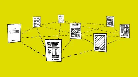 Document network / information data exchange Stock Illustration