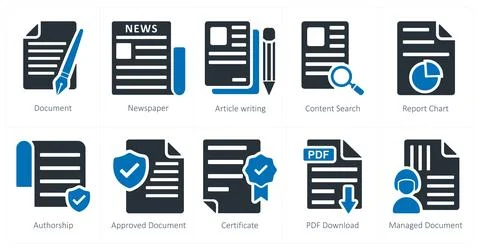 Document, newspaper, article writing Stock Illustration