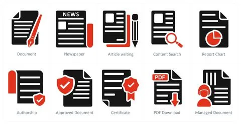 Document, newspaper, article writing Stock Illustration