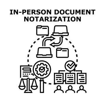 Document notarization process with legal authentication services Stock Illustration