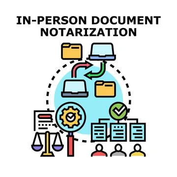 Document notarization process with legal authentication services Stock Illustration