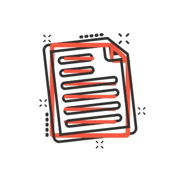 Document note icon in comic style. Paper sheet vector cartoon illustration pi Illustrazione stock