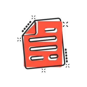 Document note icon in comic style. Paper sheet vector cartoon illustration pi Illustrazione stock