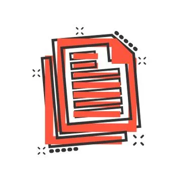 Document note icon in comic style. Paper sheet vector cartoon illustration pi Stock Illustration