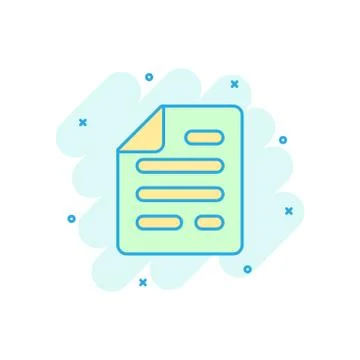 Document note icon in comic style. Paper sheet vector cartoon illustration pi Illustrazione stock