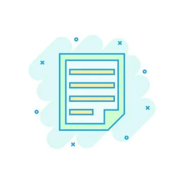 Document note icon in comic style. Paper sheet vector cartoon illustration pi Stockillustratie