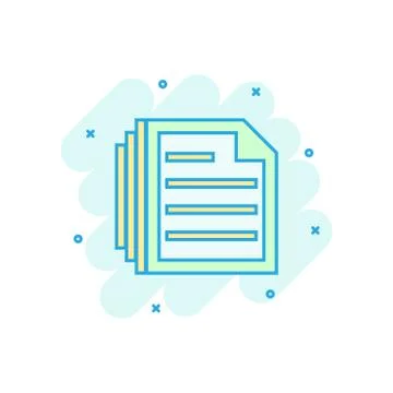 Document note icon in comic style. Paper sheet vector cartoon illustration pi Stock Illustration
