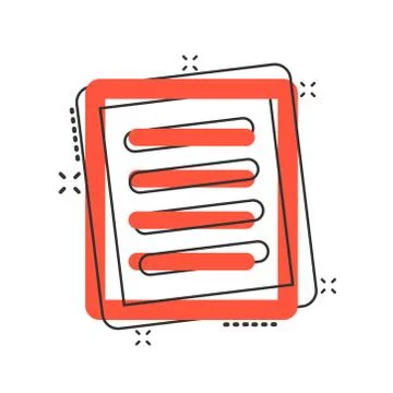 Document note icon in comic style. Paper sheet vector cartoon illustration pi Stock Illustration