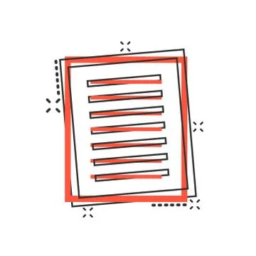 Document note icon in comic style. Paper sheet vector cartoon illustration pi Illustrazione stock