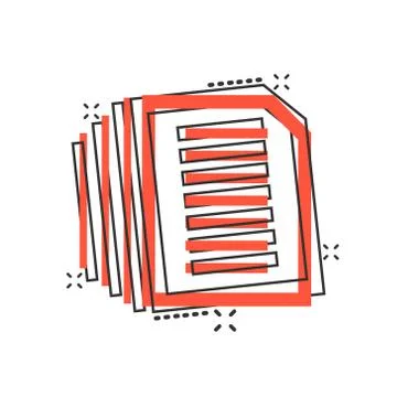 Document note icon in comic style. Paper sheet vector cartoon illustration pi 스톡 일러스트