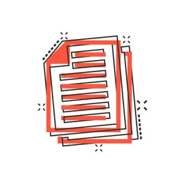 Document note icon in comic style. Paper sheet vector cartoon illustration pi Stock Illustration