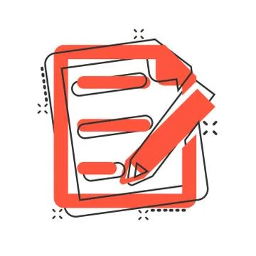 Document note icon in comic style. Paper sheet vector cartoon illustration pi Illustrazione stock