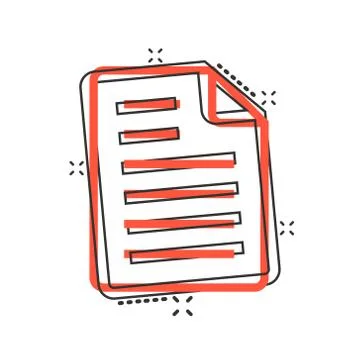 Document note icon in comic style. Paper sheet cartoon vector illustration on Illustrazione stock