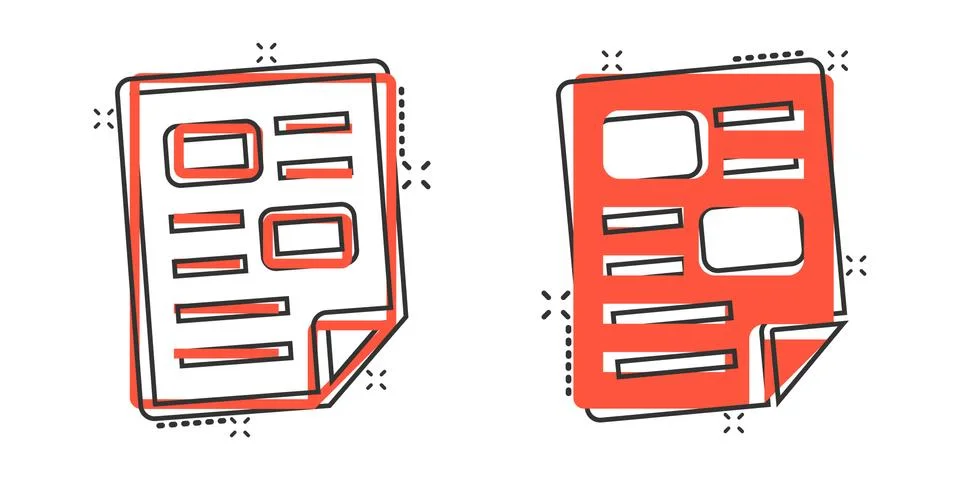 Document note icon in comic style. Paper sheet cartoon vector illustration on Illustrazione stock