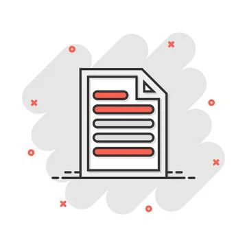 Document note icon in comic style. Paper sheet vector cartoon illustration pi Stock Illustration