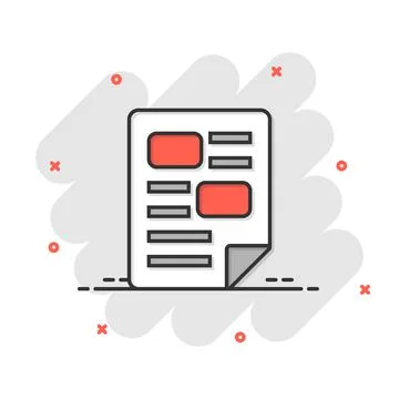 Document note icon in comic style. Paper sheet cartoon vector illustration on Stock Illustration