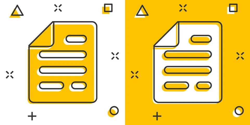 Document note icon in comic style. Paper sheet vector cartoon illustration pi Stock Illustration