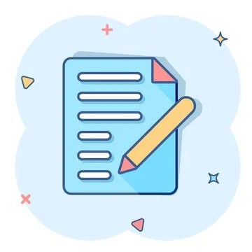 Document note icon in comic style. Paper sheet vector cartoon illustration pi Stock Illustration