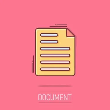 Document note icon in comic style. Paper sheet vector cartoon illustration .. Stockillustratie
