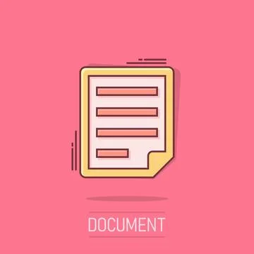 Document note icon in comic style. Paper sheet vector cartoon illustration .. 스톡 일러스트