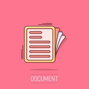 Document note icon in comic style. Paper sheet vector cartoon illustration .. 스톡 일러스트