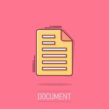 Document note icon in comic style. Paper sheet cartoon vector illustration .. 스톡 일러스트