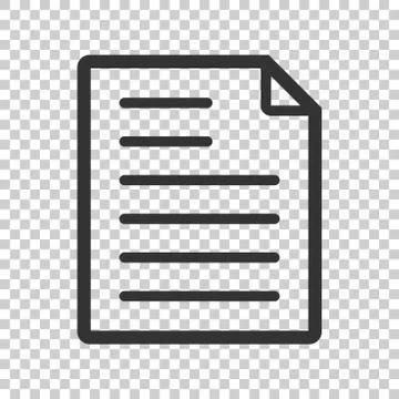 Document note icon in flat style. Paper sheet vector illustration on isolated Stock Illustration