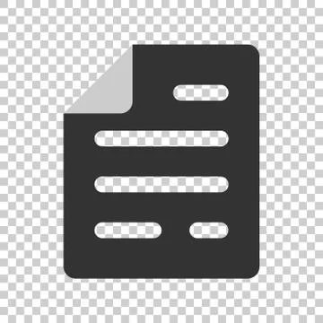 Document note icon in flat style. Paper sheet vector illustration on isolated 스톡 일러스트